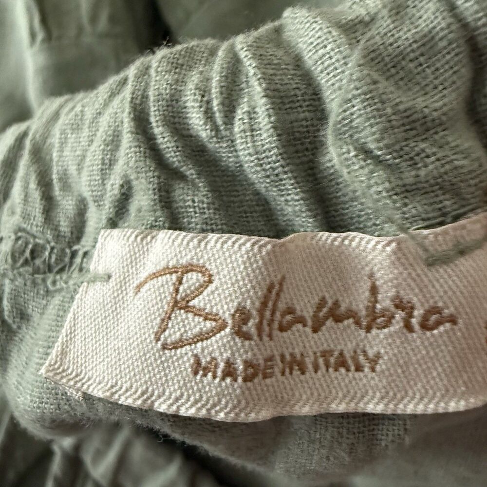 Bellambra Linen Cotton Dress Womens L Army Green Sleeveless Italy Lagenlook - Picture 9 of 11